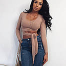 Жіноча коротка кофта - топ із зав'язкою на талії і U-вирізом р. єдиний 42-44 83sv884, фото 3