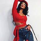 Жіноча коротка кофта - топ із зав'язкою на талії і U-вирізом р. єдиний 42-44 83sv884, фото 6