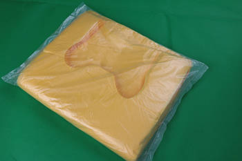 Пакет майка 8 мкм 240+70х2*400 мм для харчових продуктів жовтий 250 шт.