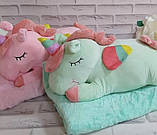 Величезна Іграшка - плед - подушка 3 в 1 Рожевий Єдиноріг подарунок для дітей, фото 6