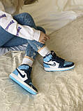 Кросівки жіночі Nike AIR JORDAN 1 Retro Blue найк аїр джердан сині, фото 7