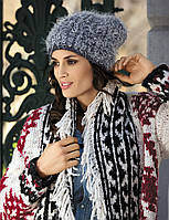 Красива жіноча сіра пухнаста зимова шапка від Kamea Chantale.
