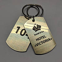 Жетон бирка номерок на ключи для отелей гостиниц хостелов двухсторонний (металл-качество)