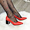 Туфлі жіночі шкіряні на стійкому підборі, колір червоний, фото 5