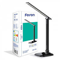 Настольная LED лампа Feron DE1725 9W (черная) 4000К