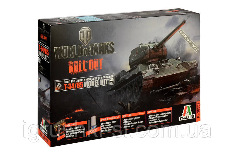 Збірна модель Italeri (1:35) Танк Т-34/85 "World of Tanks"