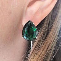 Срібні сережки з зеленим цирконом Синтія