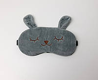 Тканевая маска на глаза для сна "Зайчик с ушками" (серый) - Мягкая удобная маска для сна недорогой подарок