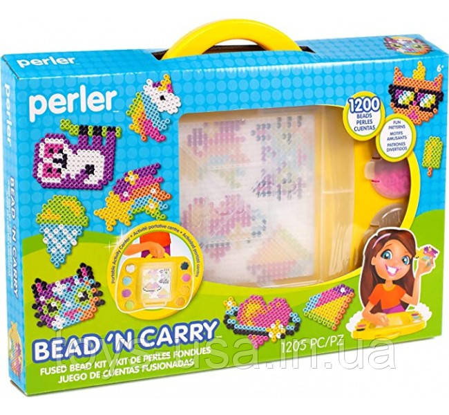Термомозаіка Перлер Perler 1200 бусинок з футляром кейсом для зберігання beads, фото 1