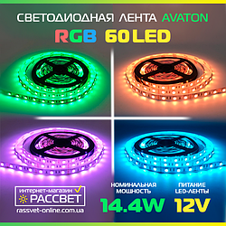 Світлодіодна LED-стрічка RGB AVT-300 12 V 60 LED/m SMD5050 14,4 W/m IP20