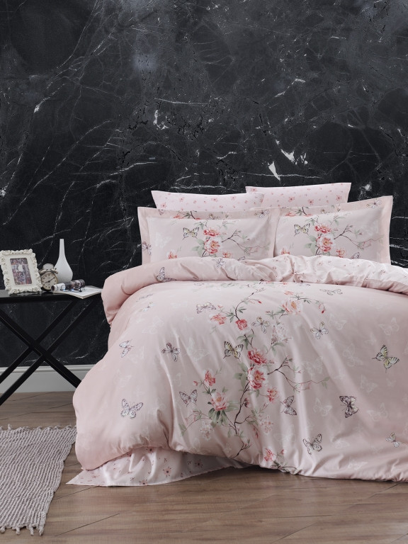 Постільна білизна сатин First Choice Cotton Satin Matilde Powder Туреччина двоспальний євро 200х220см