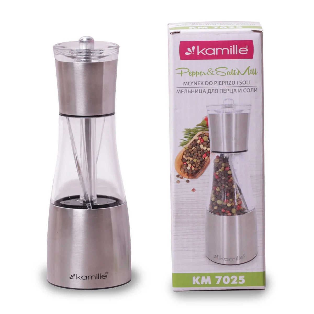 Млин для спецій Kamille Anthurium подвійний 6,6 х 19,5 см