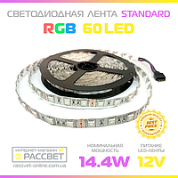 Светодиодная лента RGB MTK-300 Standard 12В 60LED/m SMD5050 14,4W/m IP20 без силикона