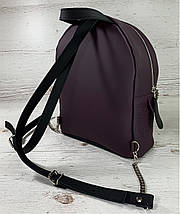 114-XL1 Натуральна шкіра РОЗМІ. XL Міський рюкзак жіночий Шкіряний рюкзак фіолетовий жіночий баклажан натуральний, фото 3