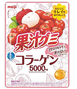 Meiji Цукерки жувальні з колагеном, з ацеролою і лічі, 68 г