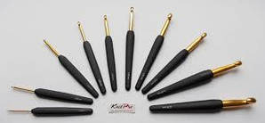 Гачки KnitPro алюмінієві з чорною ручкою