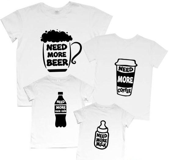 Футболки Фемілі Лук Family Look для всієї родини "Пиво, Кава, Кока-Кола, Молоко" Push IT, фото 1