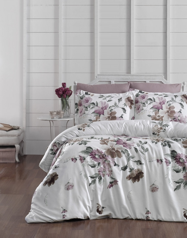 Постільна білизна сатин First Choice Cotton Satin Serra Powder Туреччина двоспальна євро 200х220см