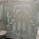 Перегородка для ванної розсувна з двома глухими частинами, фото 2