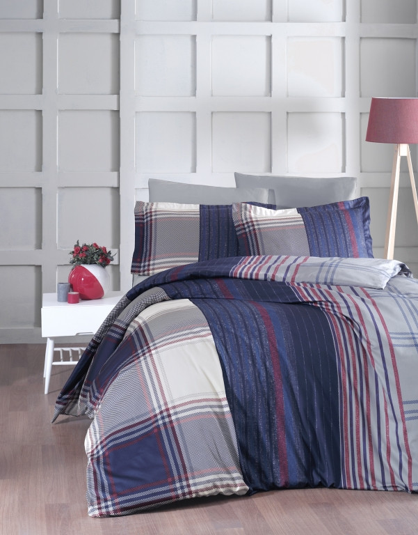 Сімейне Турецьке Постільна Білизна La Romano Cotton Satin Roxy Navy Blue