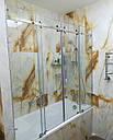 Перегородка для ванної розсувна з двома дверима і дві глухі частини, фото 3