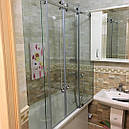 Перегородка для ванної розсувна з двома дверима і дві глухі частини, фото 5