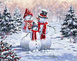 Картина по номерам Семья снеговиков (BK-GX8339) 40 х 50 см (Без коробки)