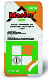 Майстер фронт (Master front) Беспесчаная біла шпаклівка для фасаду та внутрішніх робіт, 20 кг.