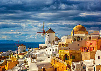 Пазлы на 500 элементов (47 х 33 см) Вид Санторини (города) (Castorland, Польша)