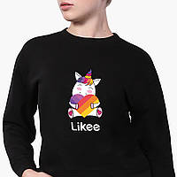 Свитшот для девочки Лайк Единорог (Likee Unicorn) (9509-1037) Черный 128