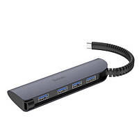 USB HUB Hoco HB12 Type-C to 4 USB (Сірий)