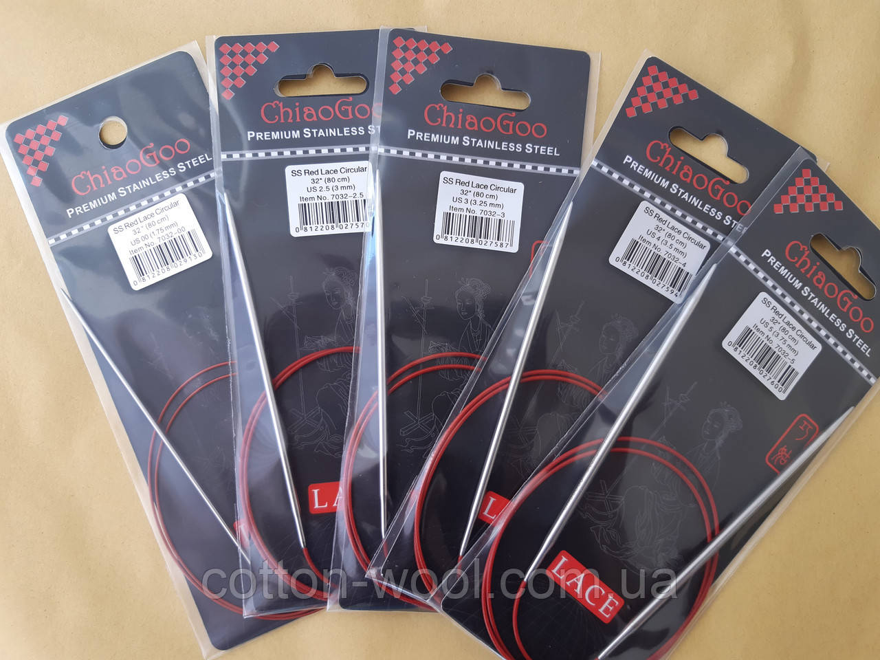 Кругові металеві спиці  80см №3.75 ChiaoGoo RED LACE