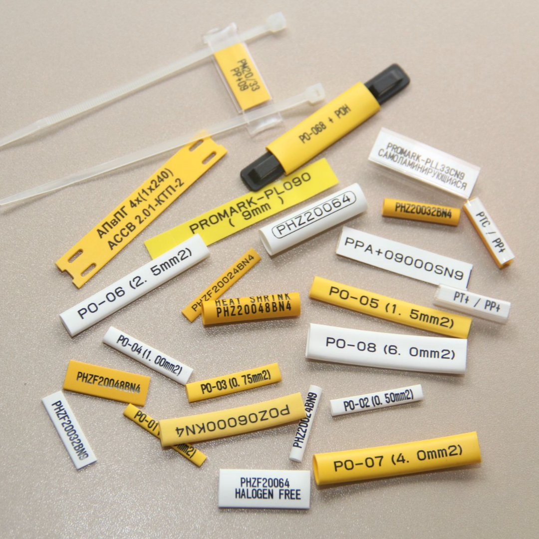 Маркировка кабелей (бирки) на круглой и плоской термоусадке, кембрике и ...