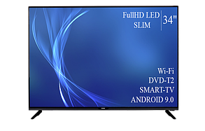 Функціональний телевізор Bravis 34" Smart-TV/Full HD/DVB-T2/USB Android 13.0