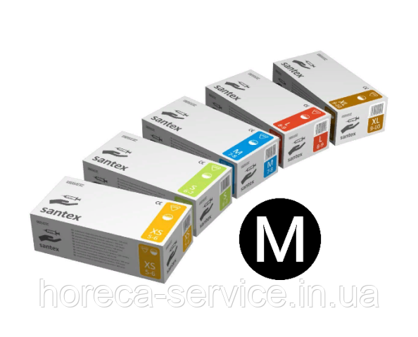 Рукавички латексні опудрені Mercator Medical Santex розмір M 50 пар