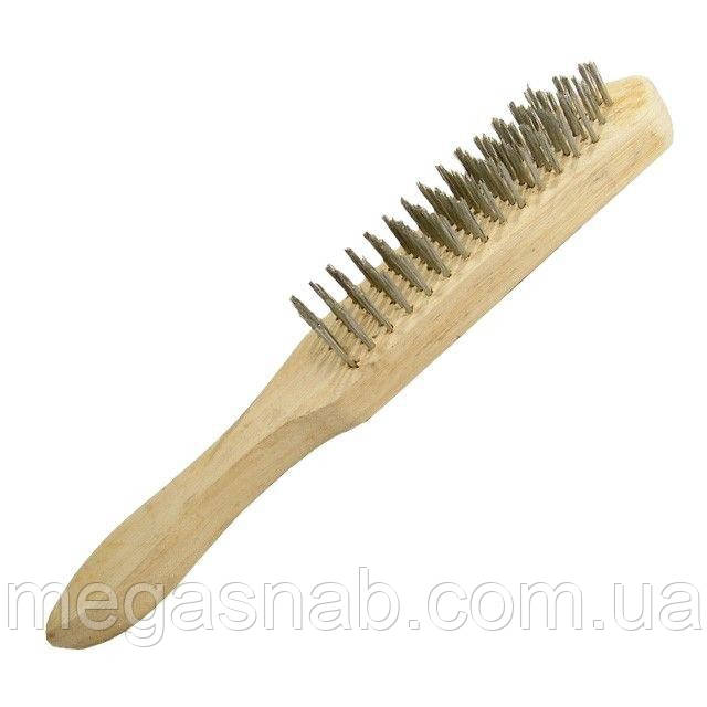 Щітка ручна Intertool 4-рядна дерев'яна ручка BT-0002, фото 1