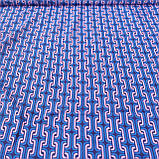 Ситець із блакитними та бузковими ланцюжками на синьому, ш. 80 см, фото 2