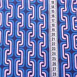 Ситець із блакитними та бузковими ланцюжками на синьому, ш. 80 см, фото 3