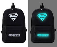 Городской светящийся рюкзак Супермен Superman качественный черный