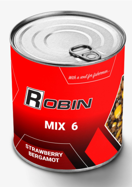 Прикормка Robin MIX-6 Strawberry Bergamot 900ml ж / б (цільнозернова)