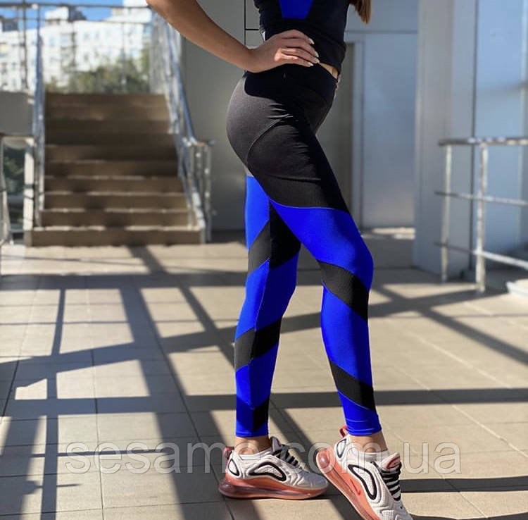 Лосини зі вставками із сітки та поясом на гумці