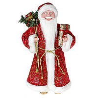 Новогодняя фигурка "Санта Клаус с подарком" декоративная фигура, цвет красный с белым, 45 см