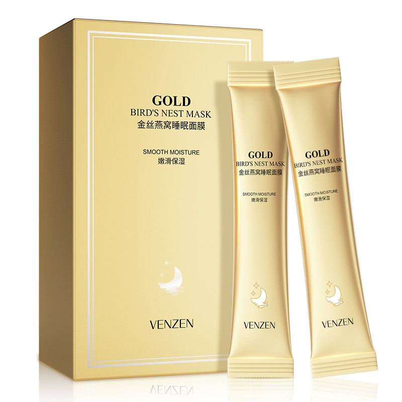 Нічна маска для обличчя на основі ластівчиного гнізда VENZEN Gold Birds Nest Sleeping Mask, 1шт 4мл