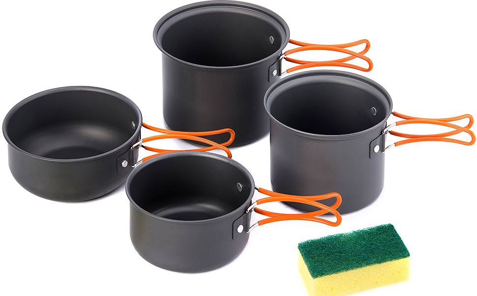 Набір туристичного посуду з алюмінію для кемпінгу, походу, туризму Naturehike NH15T401-G, фото 1