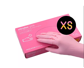 Рукавички нітрилові неопудрені Mercator Medical Nitrylex Pink рожеві розмір ХЅ 50 пар
