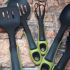 Кухонний набір Kitche Tools з підставкою 7 предметів, зелений ( Справжні фото), фото 3