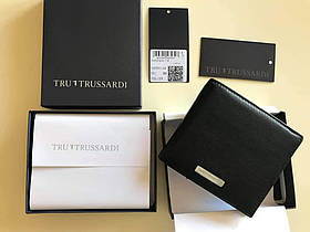 Чоловічий шкіряний гаманець чорного кольору Trussardi