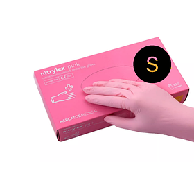 Рукавички нітрилові неопудрені Mercator Medical Nitrylex Pink рожеві розмір S 50 пар