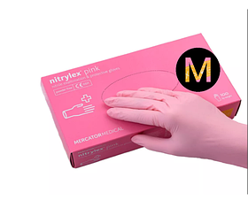 Рукавички нітрилові неопудрені Mercator Medical Nitrylex Pink рожеві розмір М 50 пар