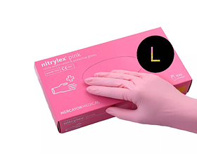 Рукавички нітрилові неопудрені Mercator Medical Nitrylex Pink рожеві розмір L 50 пар